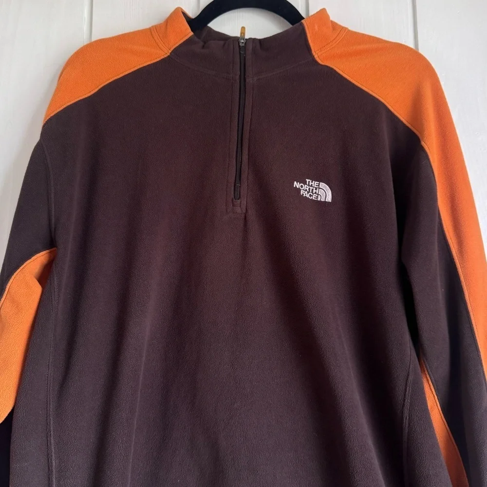 The North Face Orange and Brown Fleece 1/4 Zip Pullover